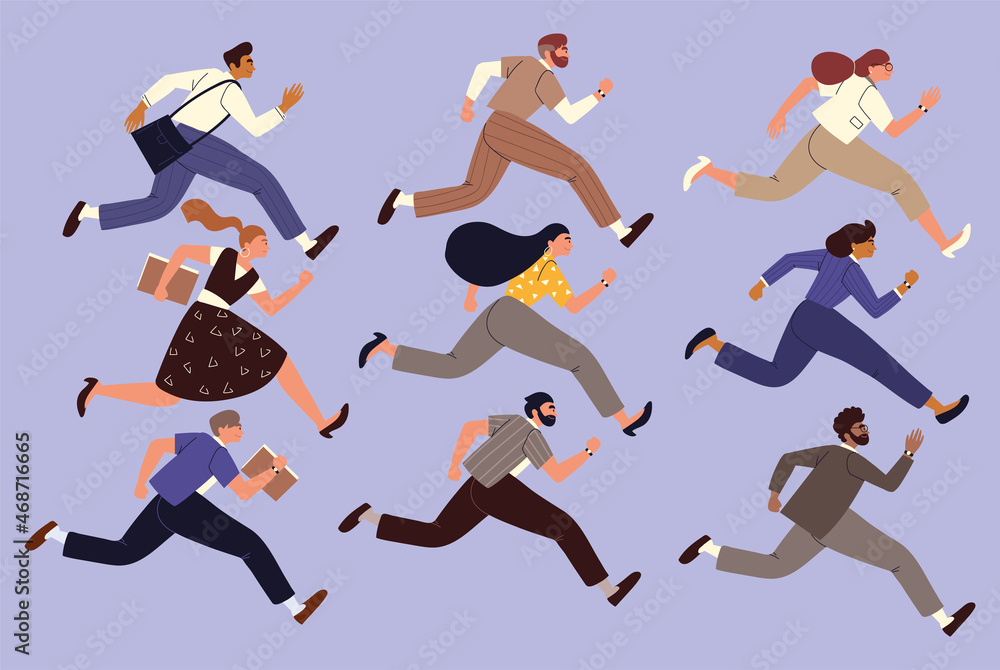 set of business people running