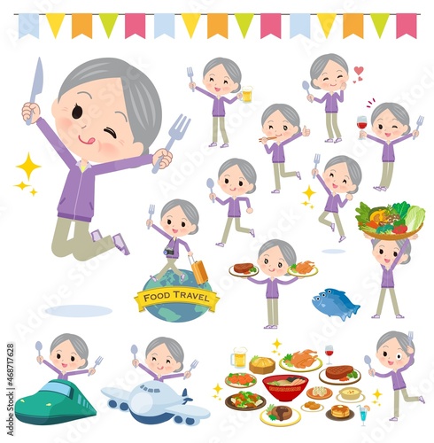 食のイベントに関するジャージ高齢女性のセット © toyotoyo