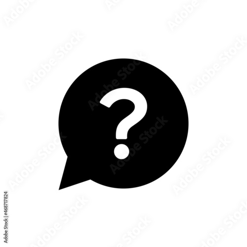 Question mark in speech bubble icon. Chat message icon. Question symbol in a circle. Raster pictogram reference.