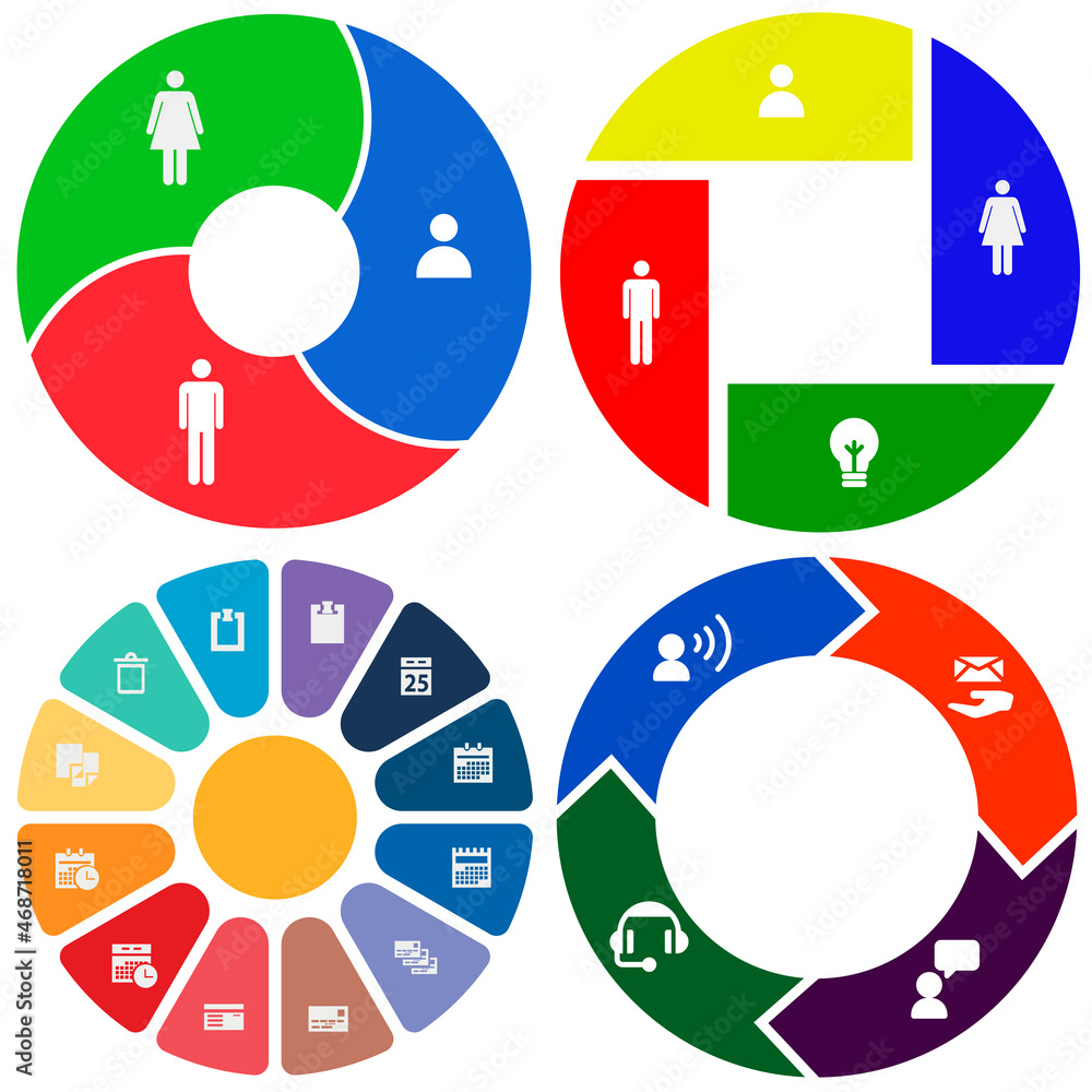 Obraz premium Business infographics. Set of pie chart.
