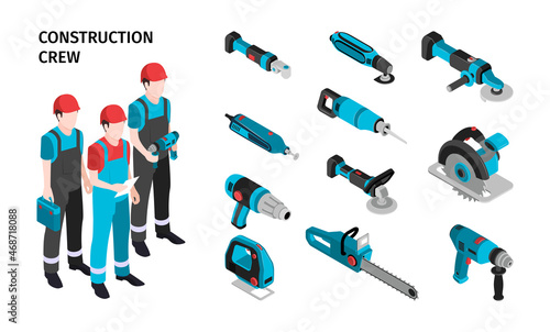 Construction Crew Isometric Composition