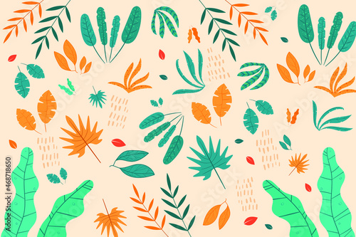 colorful tropical leaves pattern and graphic resources in vector