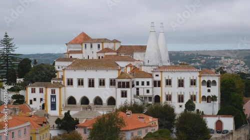 View Of Sintra National Palace With Cloudy Sky, Portugal.