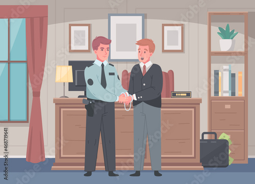 Corruption Money Laundering Cartoon Composition