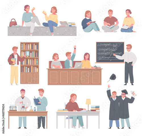 College University Cartoon Set
