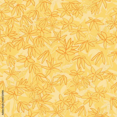 Hand drawn flowers seamless pattern. Floral scetch vector illustration. Hawaiian short style. Fashionable fabric print