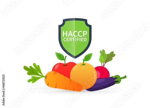 HACCP certified concept for fruit and vegetables products vector illustration