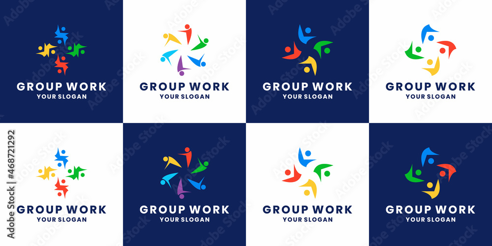 set of community logo design, human, people, group team work