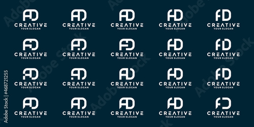 set of A D initials letters logo design