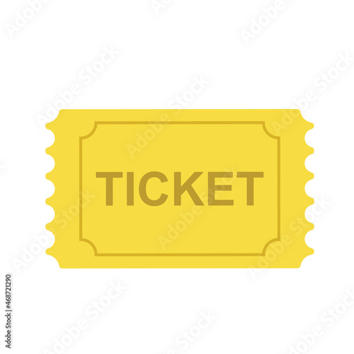 Cinema ticket icon in flat style on white background