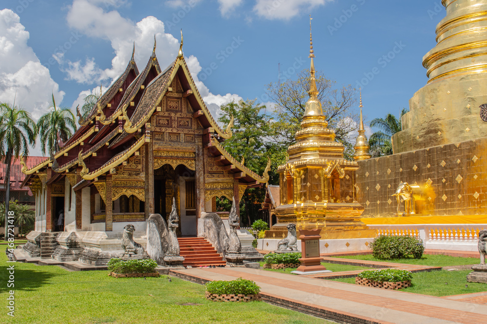 Within Wat Phra Singh is a Buddhist temple or Wat in Thai in Chiang Mai province northern of Thailand. 