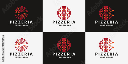 set of pizza logo design restaurant