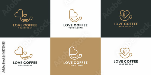 set of creative love coffee, coffee shop, logo design vector