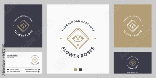 flower rose , flower shop, florist logo design vintage