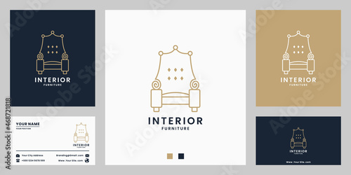 sofa, home interiors furniture logo design with gradient color