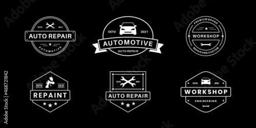 automotive repair, service, mechanic logo design badge collection