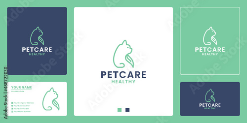 pet care, pet store logo design with business card. nature concept