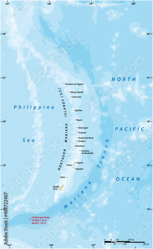 Vector map of the Mariana Islands and the Mariana Trench, U.S photo