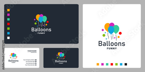 awesome balloons logo design for party event, and funny moment