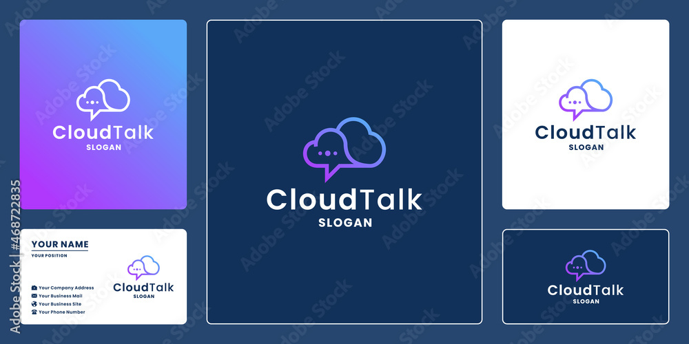 Naklejka premium cloud chat logo design for technology. cloud and bubble chat combine