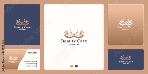 beauty care logo design template, lotus flower logo concept for spa, saloon, yoga