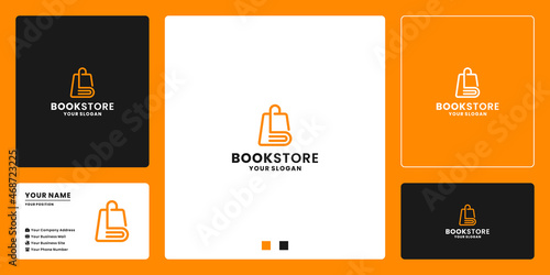 abstract book combine with bag shop logo design for book store