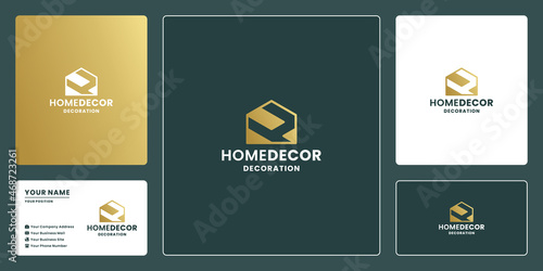 letter H with house combine logo design for home decoration and renovation