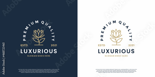 florist logo design template vintage style