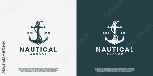 vintage anchor logo design vector for nautical