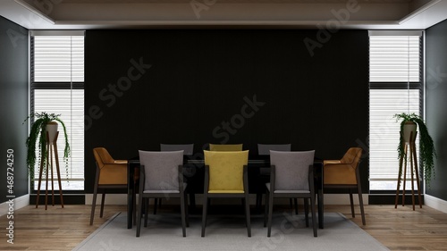 blank wall in luxury office meeting room 3d render interior design