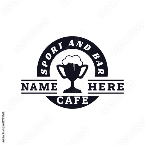Trophy Cup Beer for Vintage Retro Sports Bar Cafe Tavern logo applied for Food and Restaurant logo design inspiration.