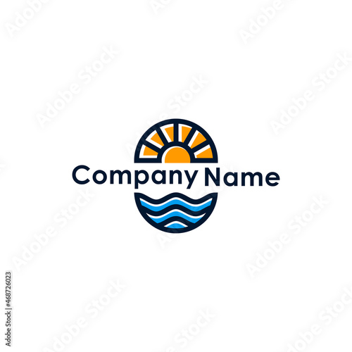 sun water logo in modern line style