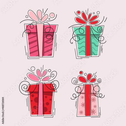 A set of cartoon gift boxes.