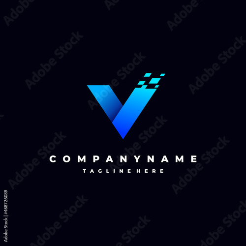 digital letter v logo in gradient style