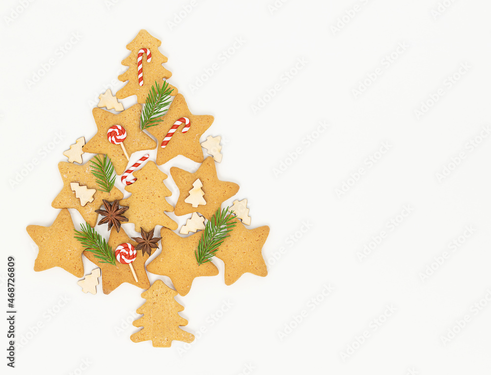 Christmas concept - Christmas cookies in the shape of a Christmas tree
Christmas concept - Christmas cookies in the shape of a Christmas tree