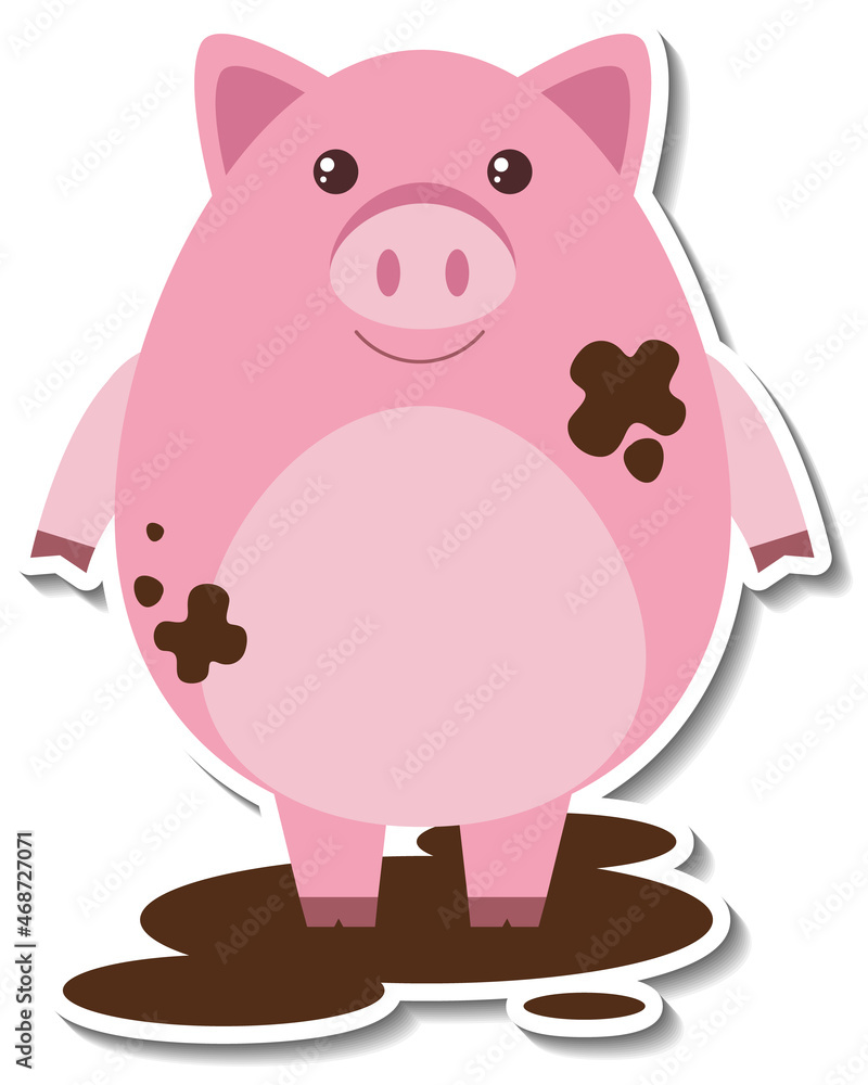 Dirty pig farm animal cartoon sticker Dirty pig farm animal cartoon sticker