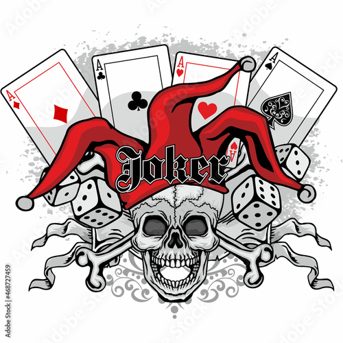 joker skull, grunge vintage design t shirts