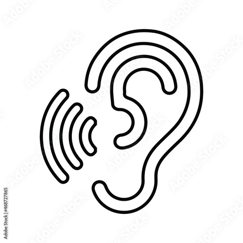 Ear, hearing, otology line icon. Outline vector.