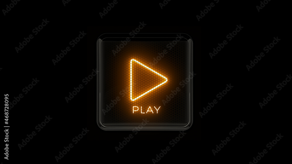 Play. Play button. Play Icon. Nixie tube indicator. Gas discharge indicators and lamps. 3D. 3D Rendering Play. Play button. Play Icon. Nixie tube indicator. Gas discharge indicators and lamps. 3D. 3D Rendering