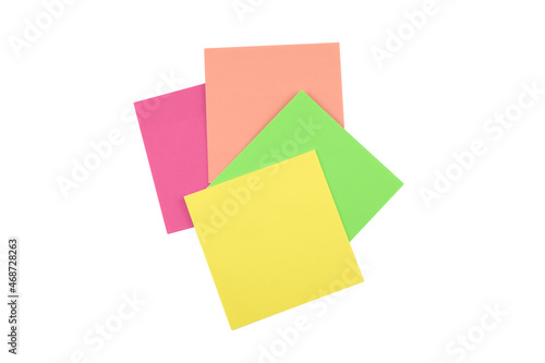 Colorful sticky post it notes isolated on white background.