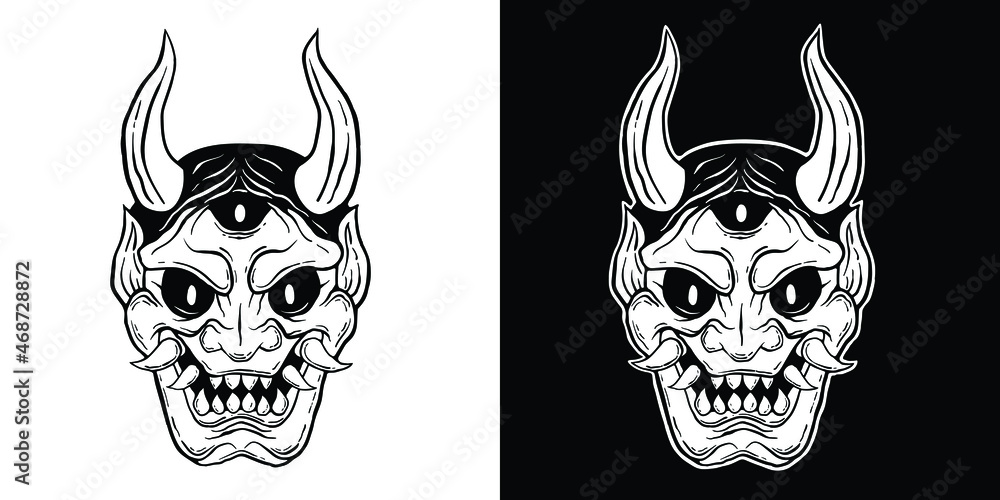 Fototapeta premium evil mask face black and white