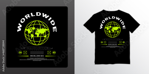 worldwide t-shirt design, suitable for screen printing, jackets and others