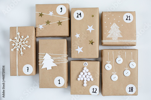 Christmas Advent calendar. Winter holidays. DIY and hobbi concept. photo