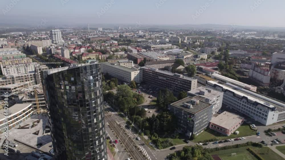 Aerial view moving forward over the city of Olomouc in the Czech Republic Aerial view moving forward over the city of Olomouc in the Czech Republic
