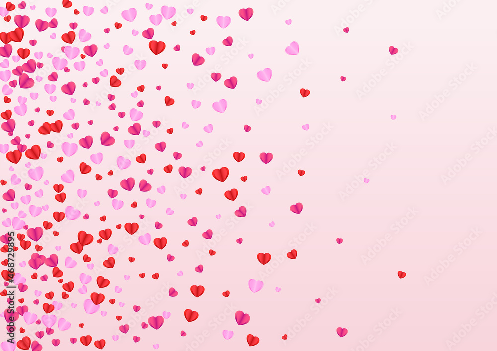 Violet Confetti Background Pink Vector. Cute Pattern Heart. Purple Fall Backdrop. Red Confetti Romantic Texture. Pinkish Color Illustration.