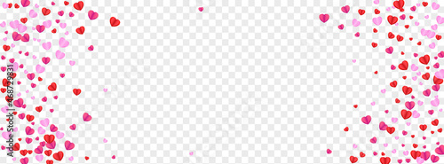Violet Confetti Background Transparent Vector. Design Frame Heart. Fond Present Texture. Tender Heart Mother Illustration. Red Paper Pattern.