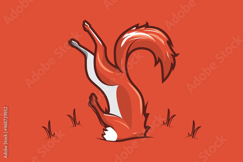 illustration of a fox burying its head to hide