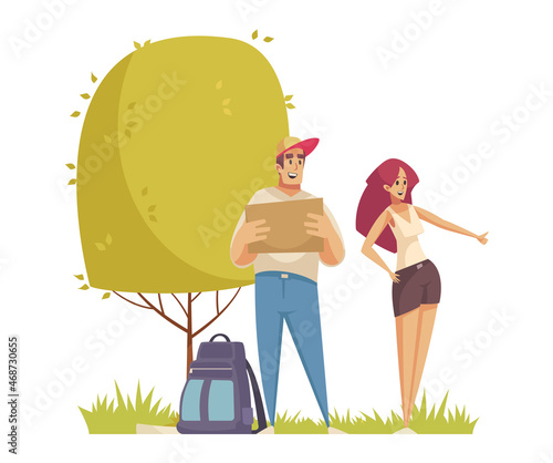 Couple Hitch Hiking Composition