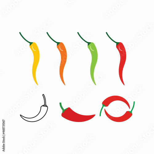 Red hot natural chili icon vector Illustration