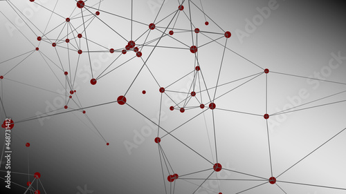 Network or connection. Abstract white background of new technologies. Data transfer. 3D vector illustration.